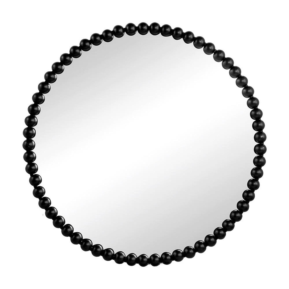 32" Black Round Iron Framed Accent Mirror - Homeroots - Flyclothing LLC