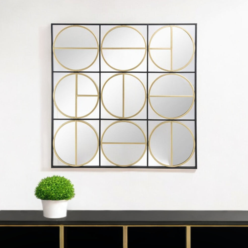 36" Black and Gold Square Iron Framed Accent Mirror - Homeroots - Flyclothing LLC