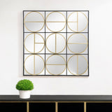 36" Black and Gold Square Iron Framed Accent Mirror - Homeroots - Flyclothing LLC