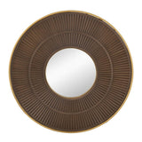 32" Brown and Gold Round Manufactured Wood and Metal Framed Accent Mirror - Homeroots - Flyclothing LLC