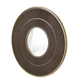 32" Brown and Gold Round Manufactured Wood and Metal Framed Accent Mirror - Homeroots - Flyclothing LLC