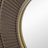 32" Brown and Gold Round Manufactured Wood and Metal Framed Accent Mirror - Homeroots - Flyclothing LLC