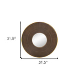 32" Brown and Gold Round Manufactured Wood and Metal Framed Accent Mirror - Homeroots - Flyclothing LLC