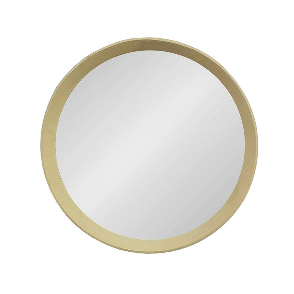 20" Cream Round Wood Framed Accent Mirror - Homeroots - Flyclothing LLC