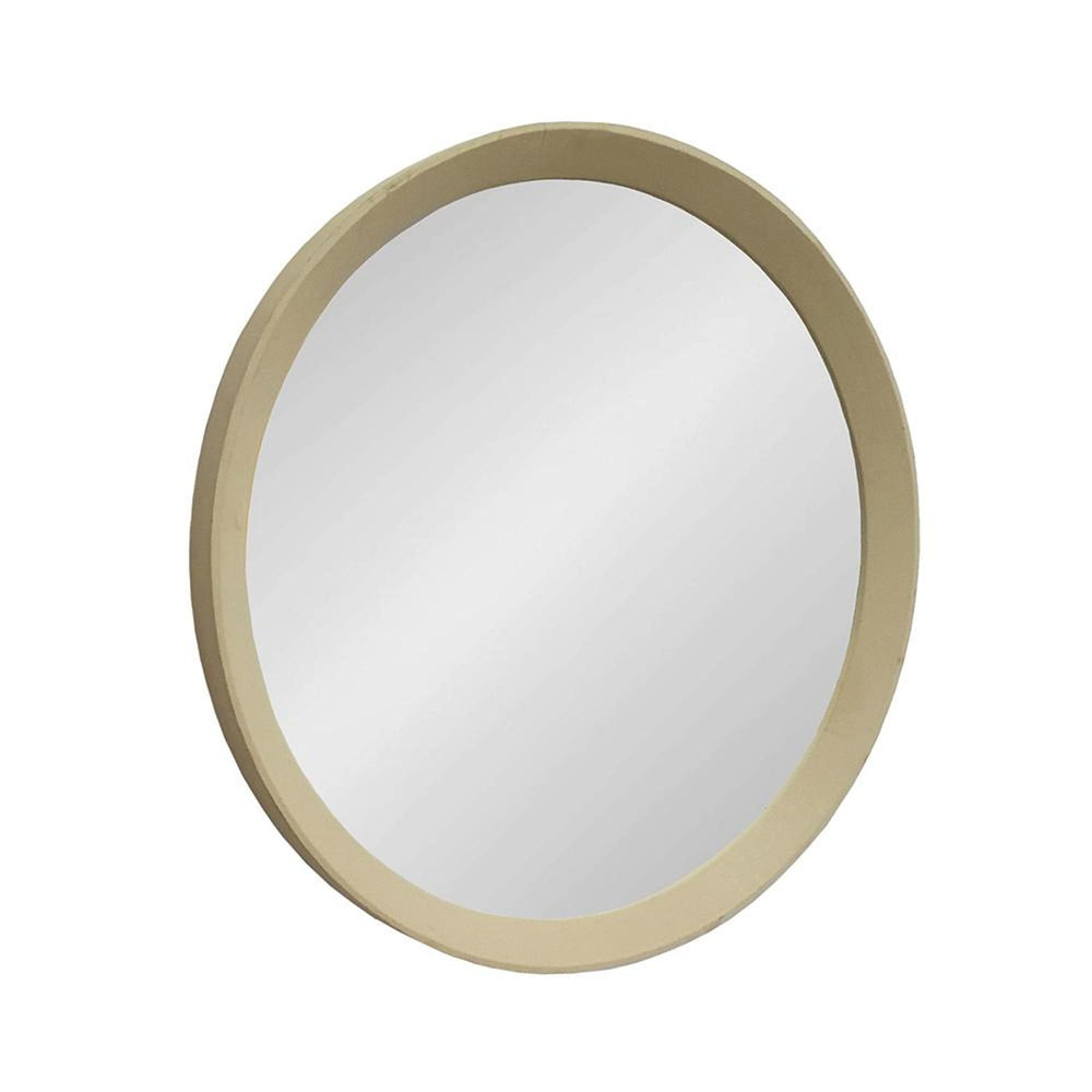 20" Cream Round Wood Framed Accent Mirror - Homeroots - Flyclothing LLC