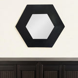 19" Black Hexagon Wood Framed Accent Mirror - Homeroots - Flyclothing LLC