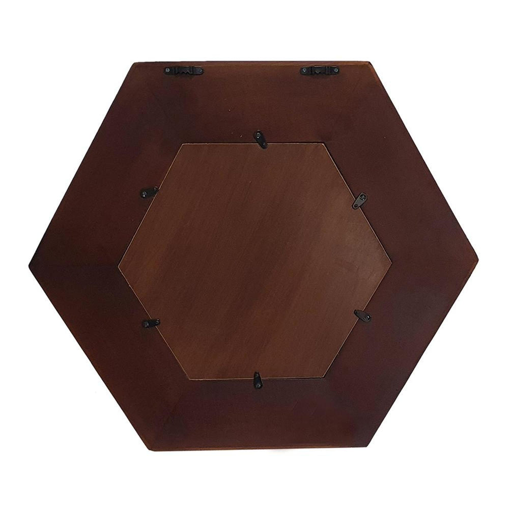 19" Dark Brown Hexagon Solid Wood Framed Accent Mirror - Homeroots - Flyclothing LLC