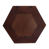 19" Dark Brown Hexagon Solid Wood Framed Accent Mirror - Homeroots - Flyclothing LLC
