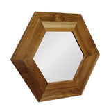 19" Natural Hexagon Solid Wood Framed Accent Mirror - Homeroots - Flyclothing LLC
