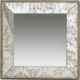 15" Brown Square Framed Antiqued Damask Accent Mirror - Homeroots - Flyclothing LLC
