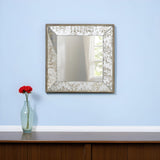 15" Brown Square Framed Antiqued Damask Accent Mirror - Homeroots - Flyclothing LLC