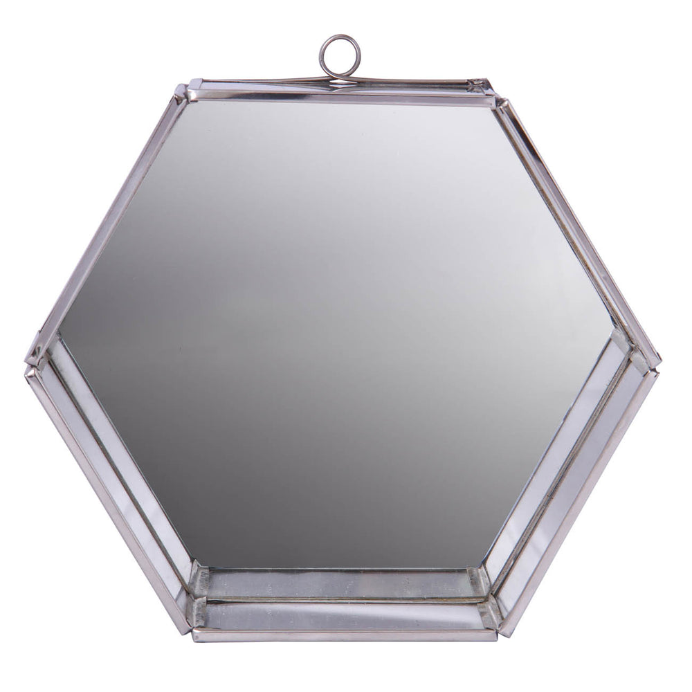 8" Silver Hexagon Steel Framed Accent Mirror - Homeroots - Flyclothing LLC