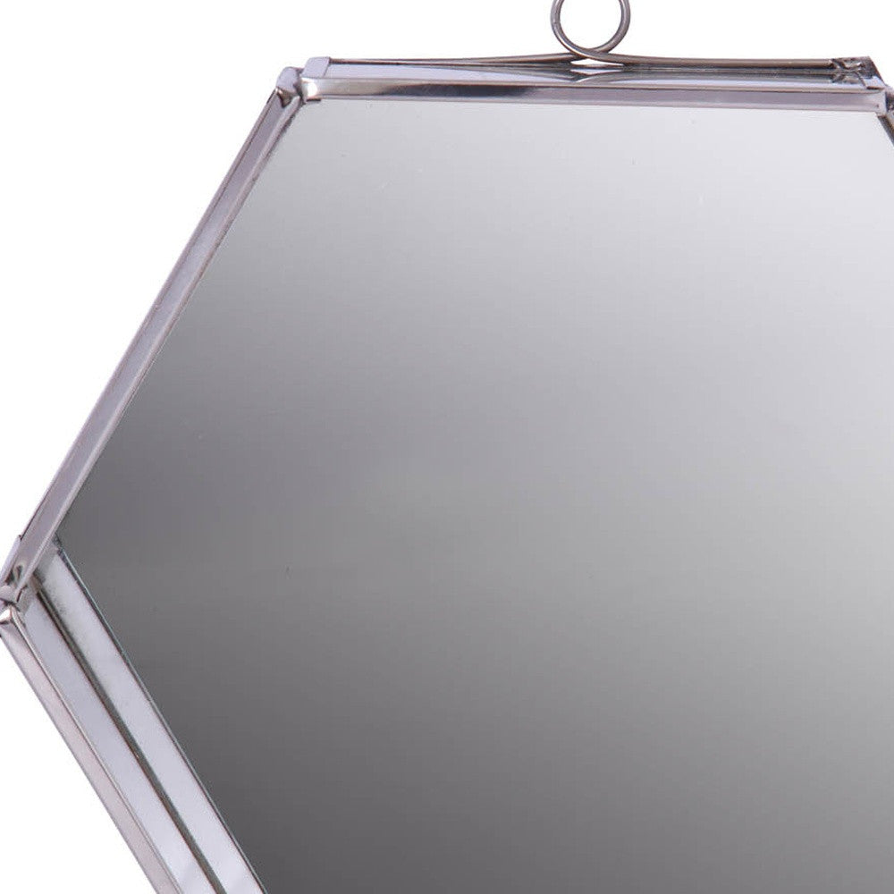 8" Silver Hexagon Steel Framed Accent Mirror - Homeroots - Flyclothing LLC