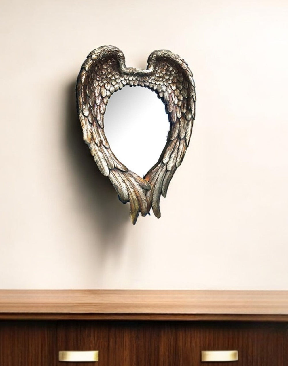 16" Antiqued Gold Heart Resin Framed Accent Mirror - Homeroots - Flyclothing LLC