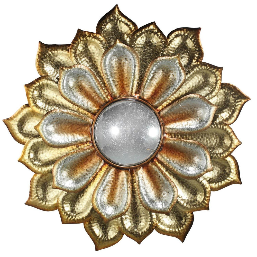 36" Gold Metal Flower Framed Accent Mirror - Homeroots - Flyclothing LLC