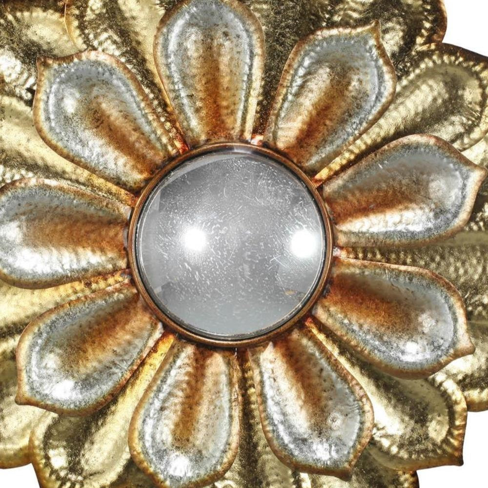 36" Gold Metal Flower Framed Accent Mirror - Homeroots - Flyclothing LLC