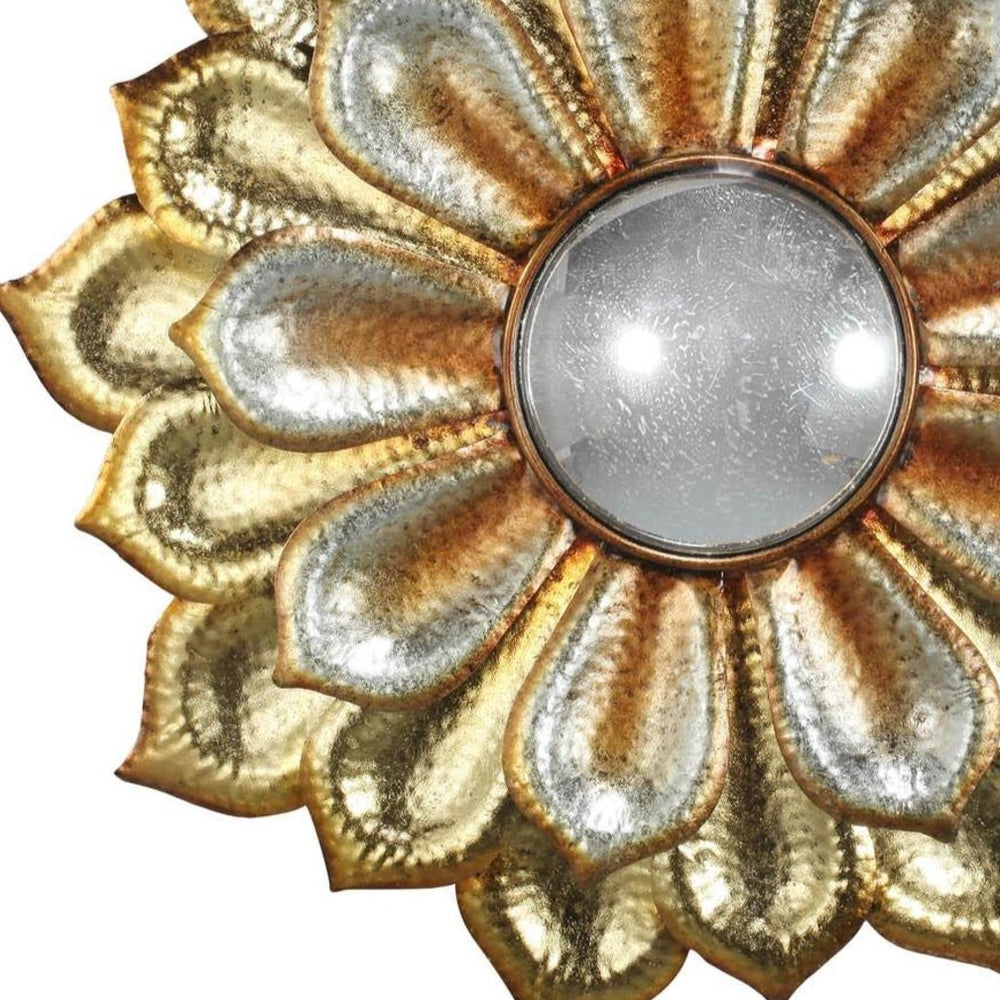 36" Gold Metal Flower Framed Accent Mirror - Homeroots - Flyclothing LLC