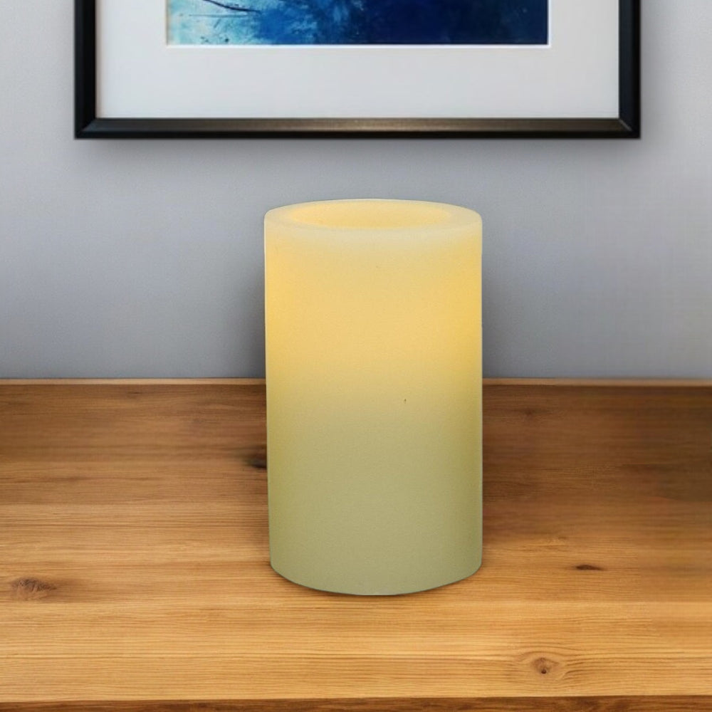 5" Ivory Flameless Pillar Candle - Homeroots - Flyclothing LLC