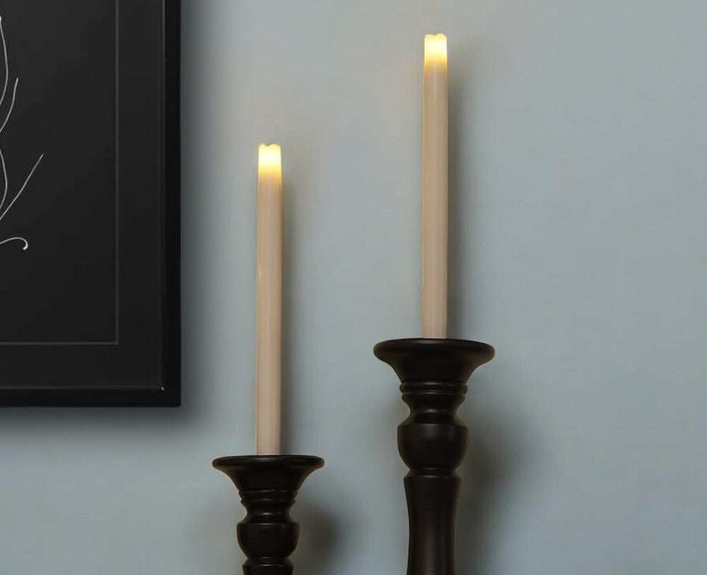 Set of Two Ivory Flameless Taper Candle - Homeroots - Flyclothing LLC