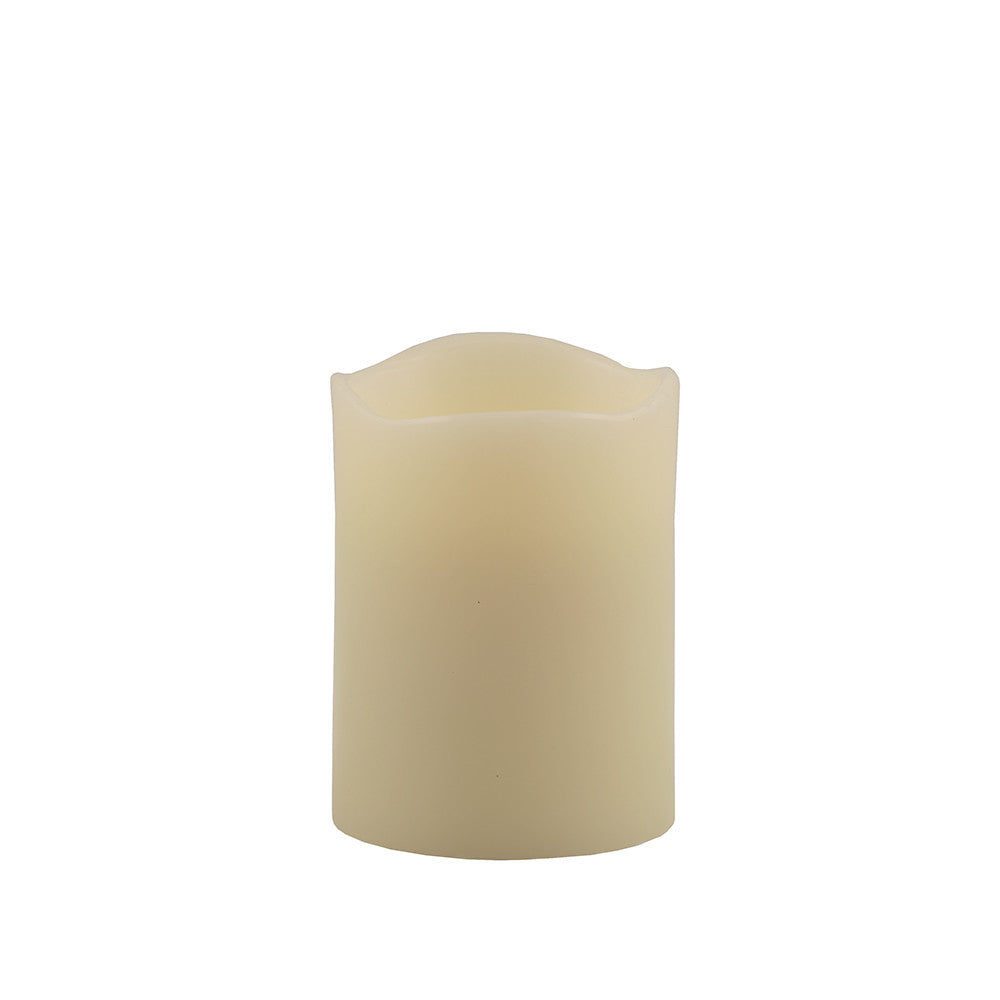 4" Ivory Flameless Pillar Candle - Homeroots - Flyclothing LLC