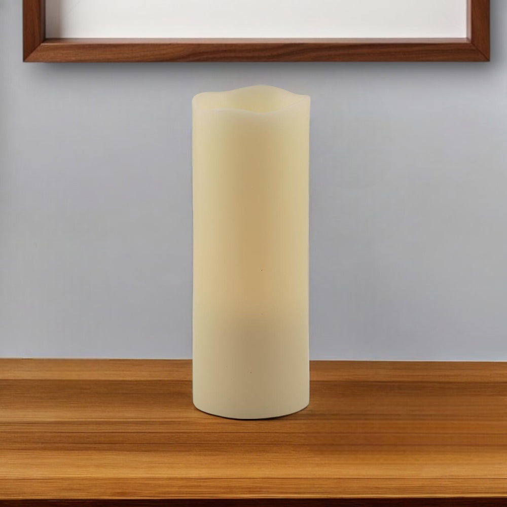 8" Ivory Flameless Pillar Candle - Homeroots - Flyclothing LLC
