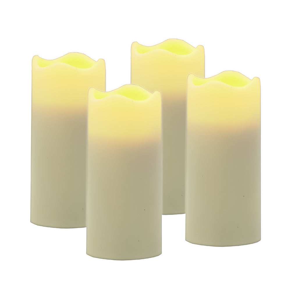 Set of Four Ivory Flameless Pillar Candles - Homeroots - Flyclothing LLC