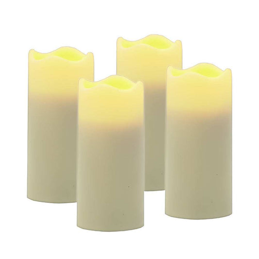 Set of Four Ivory Flameless Pillar Candles - Homeroots - Flyclothing LLC