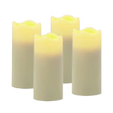 Set of Four Ivory Flameless Pillar Candles - Homeroots - Flyclothing LLC
