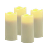 Set of Four Ivory Flameless Pillar Candles - Homeroots - Flyclothing LLC