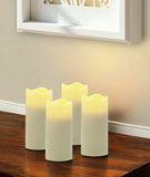 Set of Four Ivory Flameless Pillar Candles - Homeroots - Flyclothing LLC