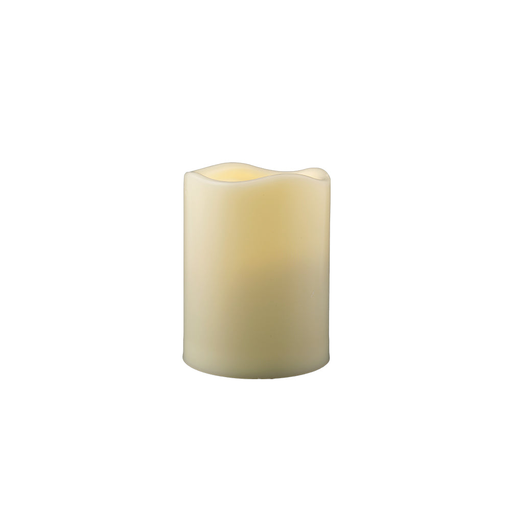 4" Ivory Flameless Indoor Outdoor Pillar Candle - Homeroots - Flyclothing LLC