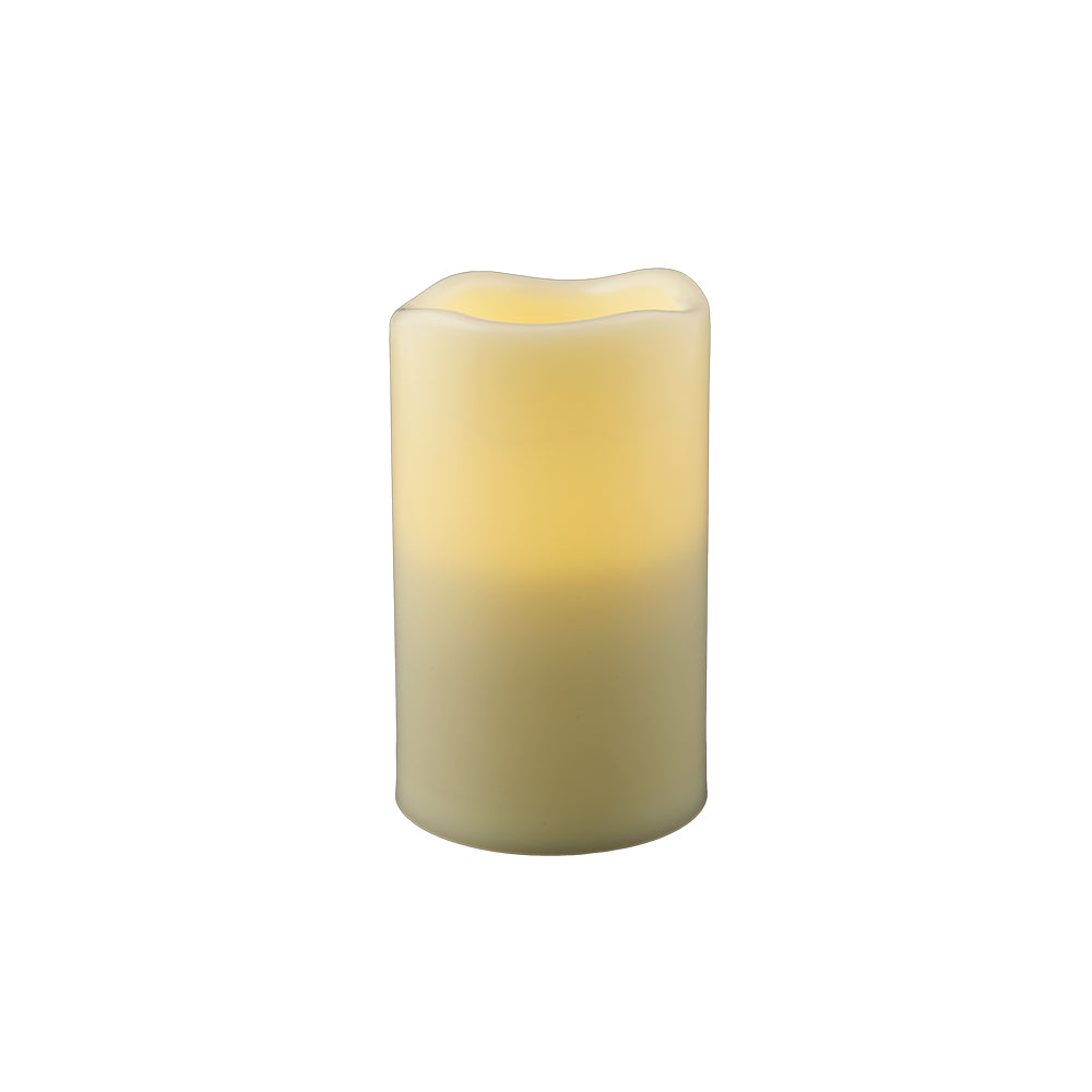 5" Ivory Flameless Indoor Outdoor Pillar Candle - Homeroots - Flyclothing LLC