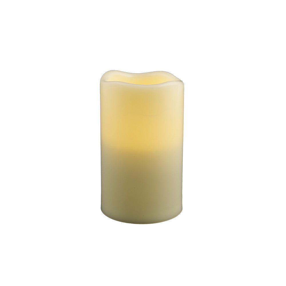 5" Ivory Flameless Indoor Outdoor Pillar Candle - Homeroots - Flyclothing LLC