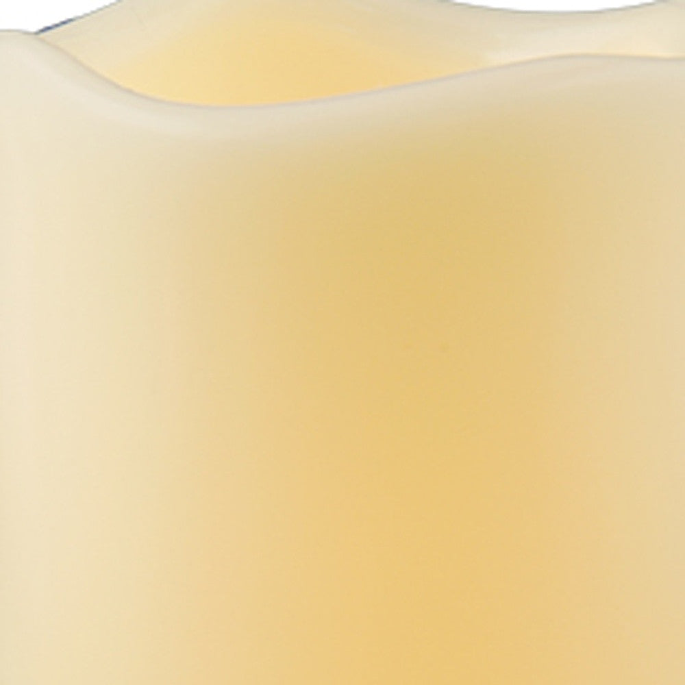 6" Ivory Flameless Indoor Outdoor Pillar Candle - Homeroots - Flyclothing LLC