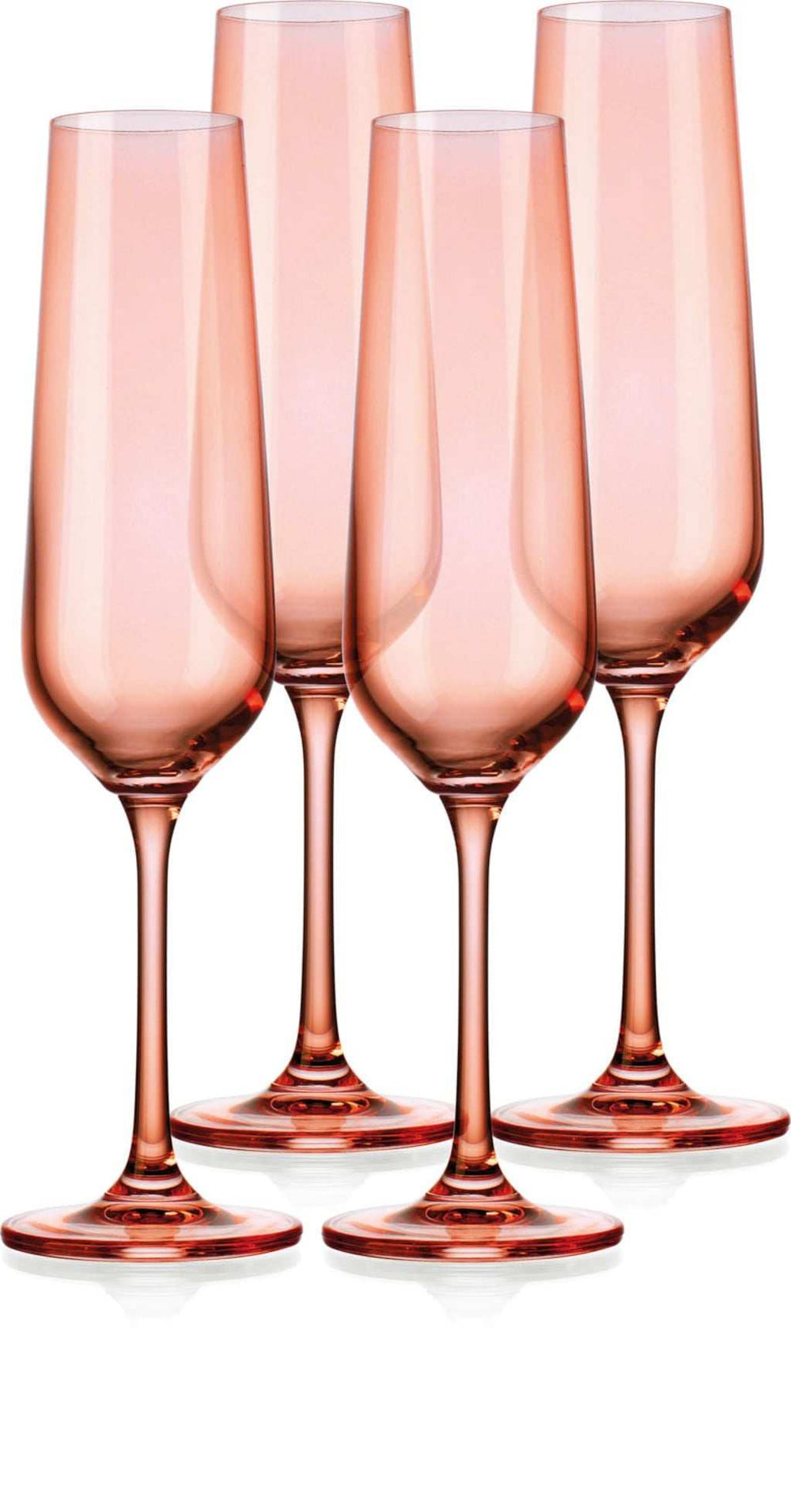 Set of Four Translucent Blush Champagne Flutes - Homeroots - Flyclothing LLC