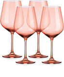 Set of Four Translucent Blush coral Large Wine Glasses - Homeroots - Flyclothing LLC