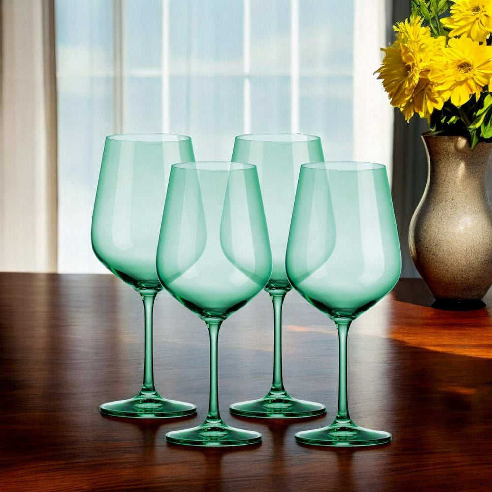 Set of Four Translucent Pale Green Large Wine Glasses - Homeroots - Flyclothing LLC