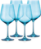 Set of Four Translucent Aqua Blue Large Wine Glasses - Homeroots - Flyclothing LLC