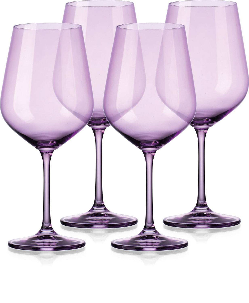 Set of Four Translucent Purple Large Wine Glasses - Homeroots - Flyclothing LLC