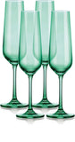 Set of Four Translucent Pale Green Champagne Flutes - Homeroots - Flyclothing LLC