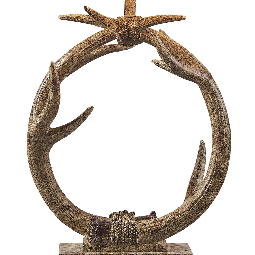 27" Brown Rustic Faux Antlers Table Lamp With White Drum Shade - Homeroots - Flyclothing LLC