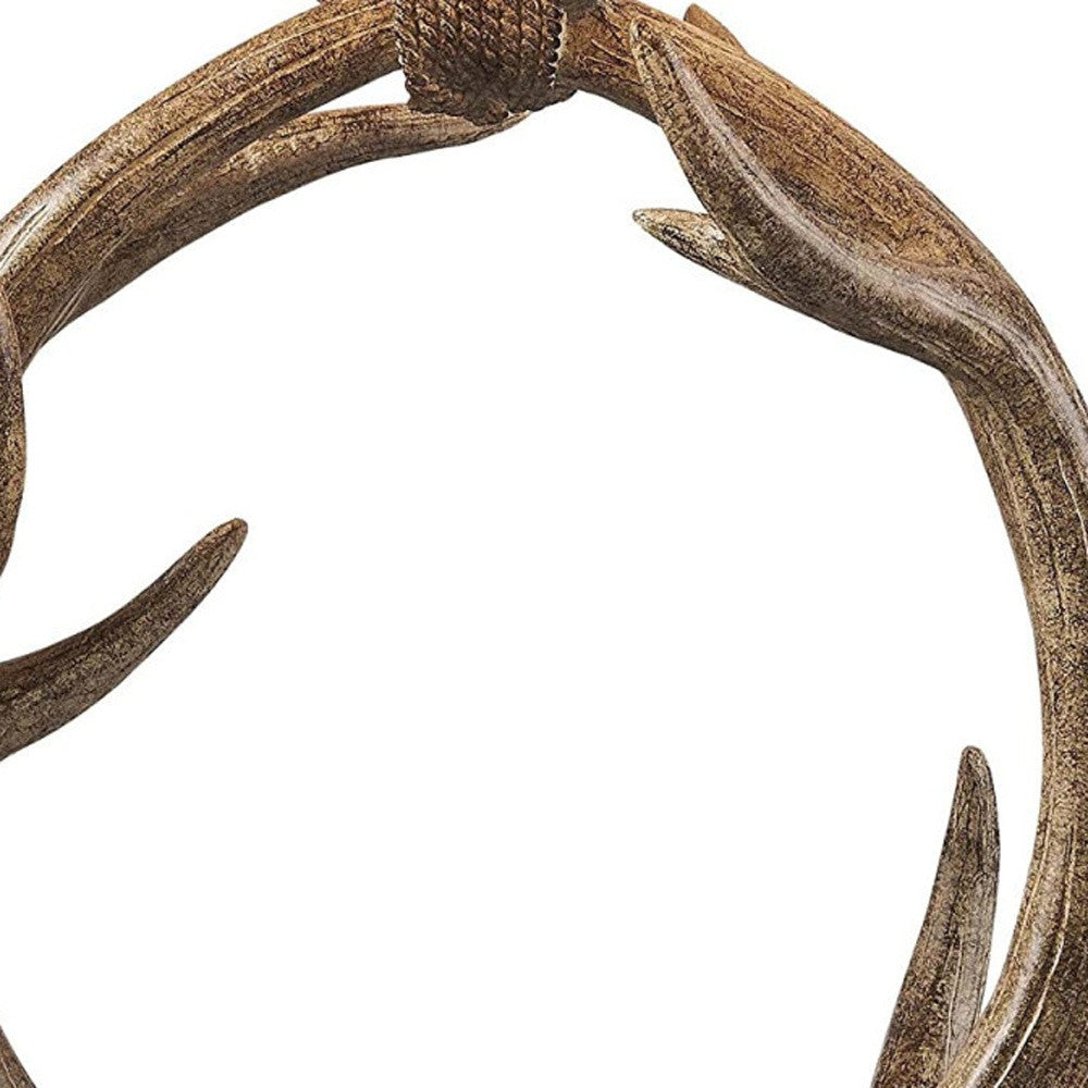 27" Brown Rustic Faux Antlers Table Lamp With White Drum Shade - Homeroots - Flyclothing LLC