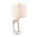 17" White Textured Giraffe Table Lamp With White Drum Shade - Homeroots - Flyclothing LLC