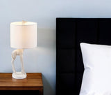17" White Textured Giraffe Table Lamp With White Drum Shade - Homeroots - Flyclothing LLC