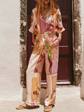 Printed Button Up Shirt and Shorts Set - Trendsi - Flyclothing LLC