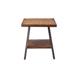 23" Sandy Black And Weathered Oak Manufactured Wood Rectangular End Table With Shelf