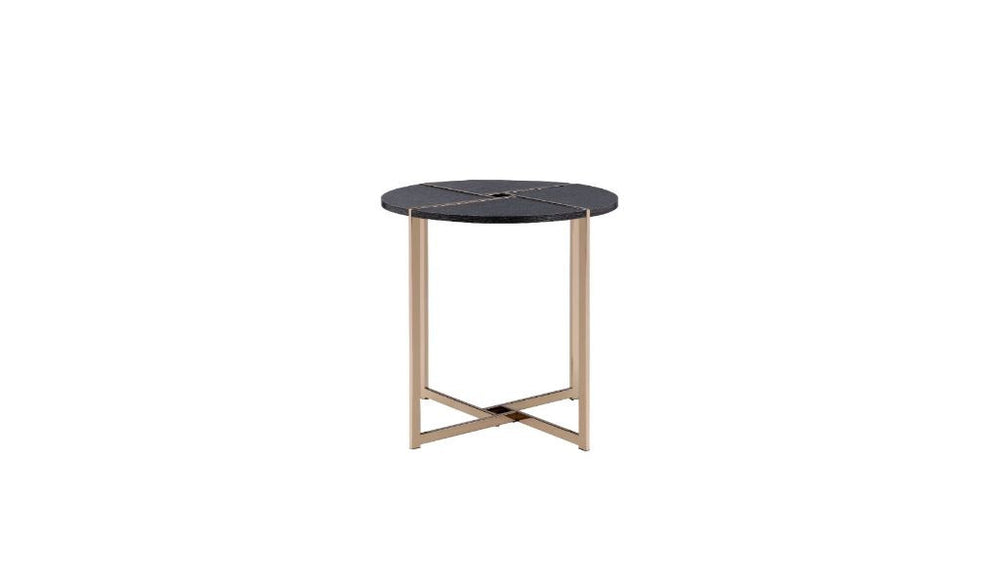 24" Champagne And Black Manufactured Wood And Metal Round End Table - Homeroots - Flyclothing LLC