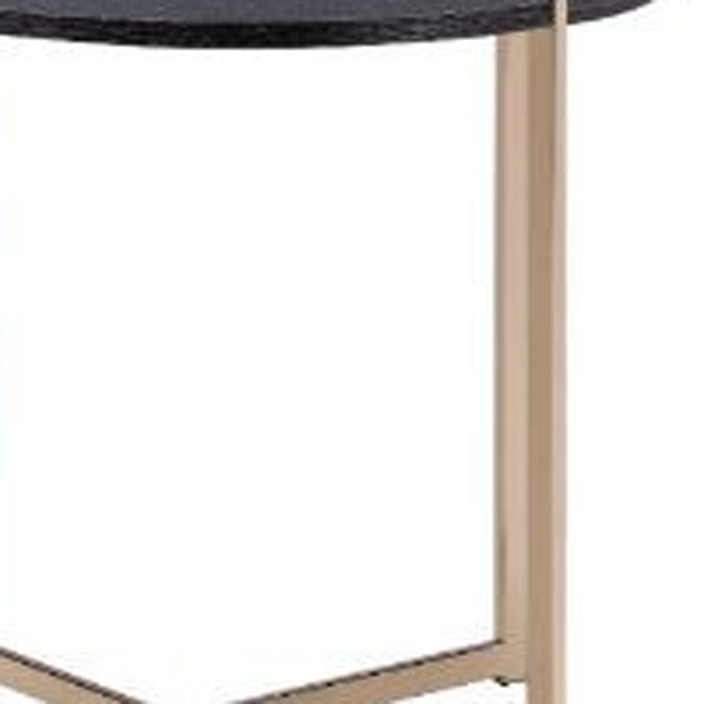 24" Champagne And Black Manufactured Wood And Metal Round End Table - Homeroots - Flyclothing LLC