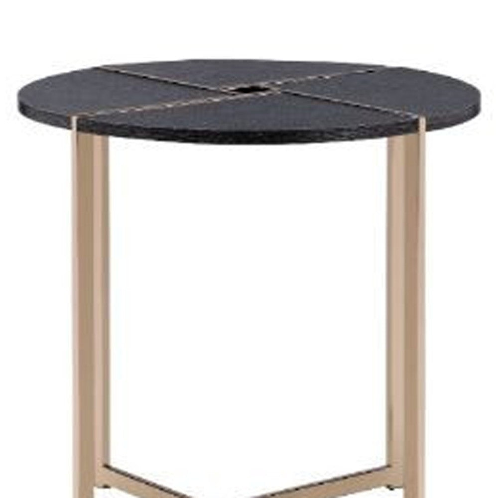 24" Champagne And Black Manufactured Wood And Metal Round End Table - Homeroots - Flyclothing LLC