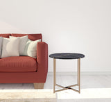 24" Champagne And Black Manufactured Wood And Metal Round End Table - Homeroots - Flyclothing LLC